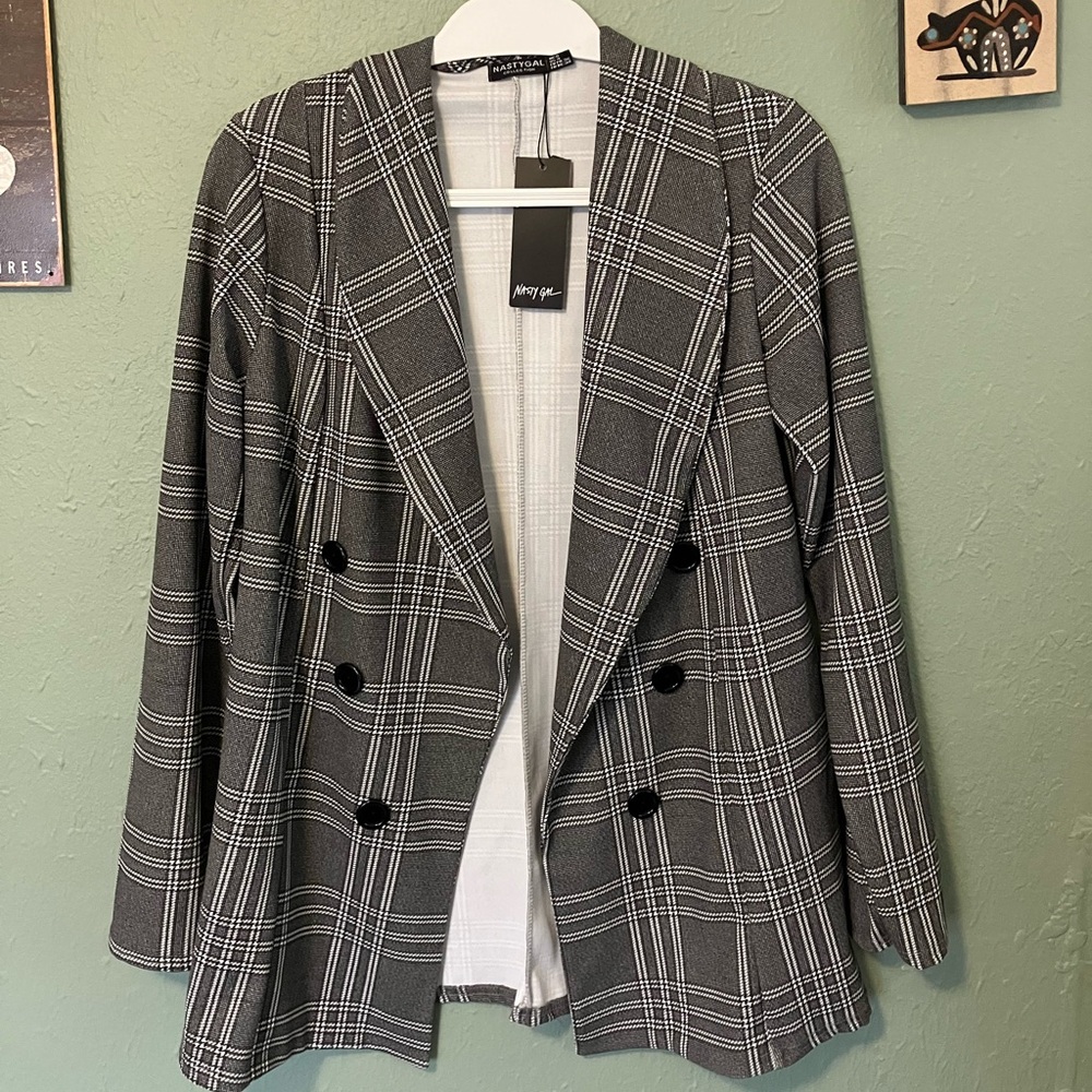 NWT Nasty Gal Checked Blazer